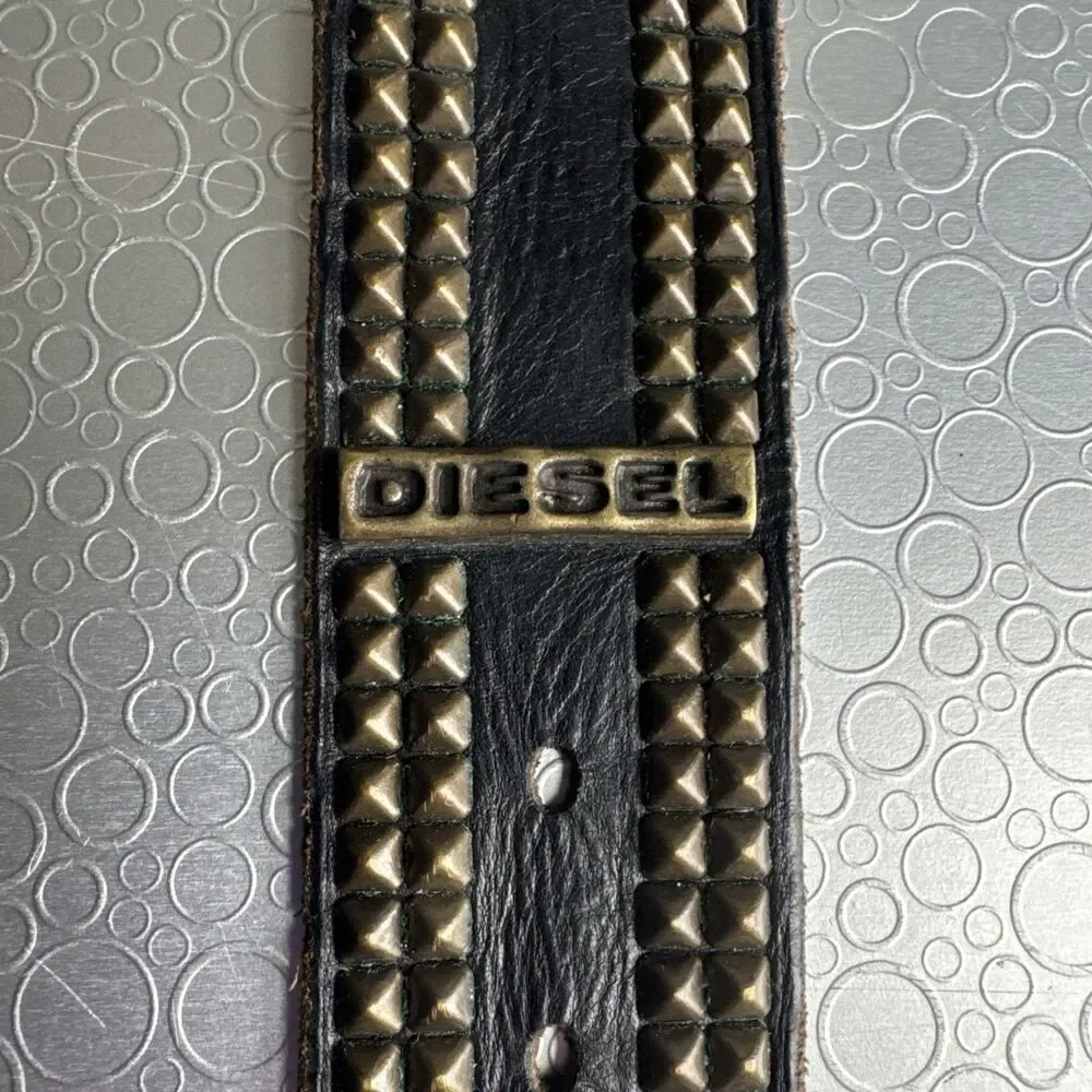 VTG Rare Diesel For Successful Living Studded Leather Belt Italy - Size 95 38